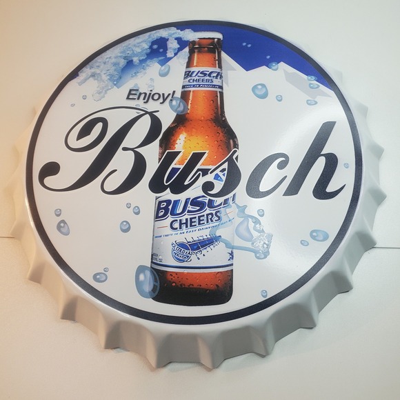 Busch Other - Busch Beer Metal Bottle Cap Wall Sign 14 Inch Man Cave Bar Decor New